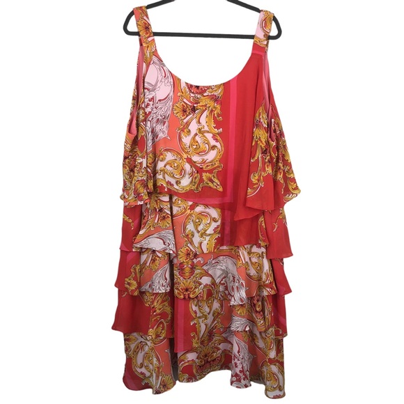 Catherine’s Plus SZ 4X Paisley Print Dress, Multi Layers of Ruffles, Chiffon - Picture 10 of 12